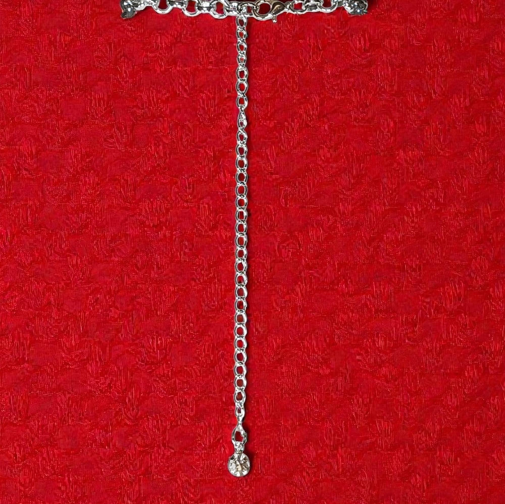 Bold Rose Silver Cross Charm Necklace  New Age Grunge 1990s Whimsygoth 14"-18" L - Picture 5 of 11